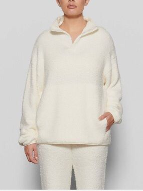 Skims Mockneck Cozy Knit Sherpa Pullover in Bone